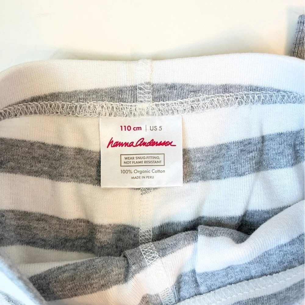 Hanna Andersson Gray and White Striped Pima Cotton Pajama Set